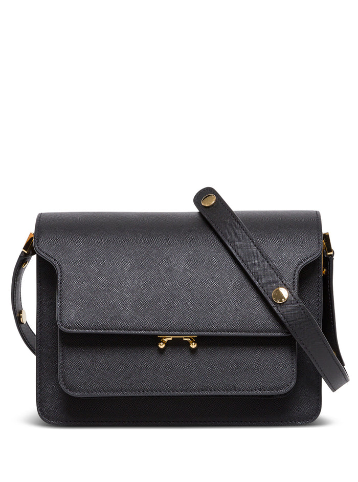 Marni Womans Black Leather Trunk Crossbody Bag Calf Shoulder