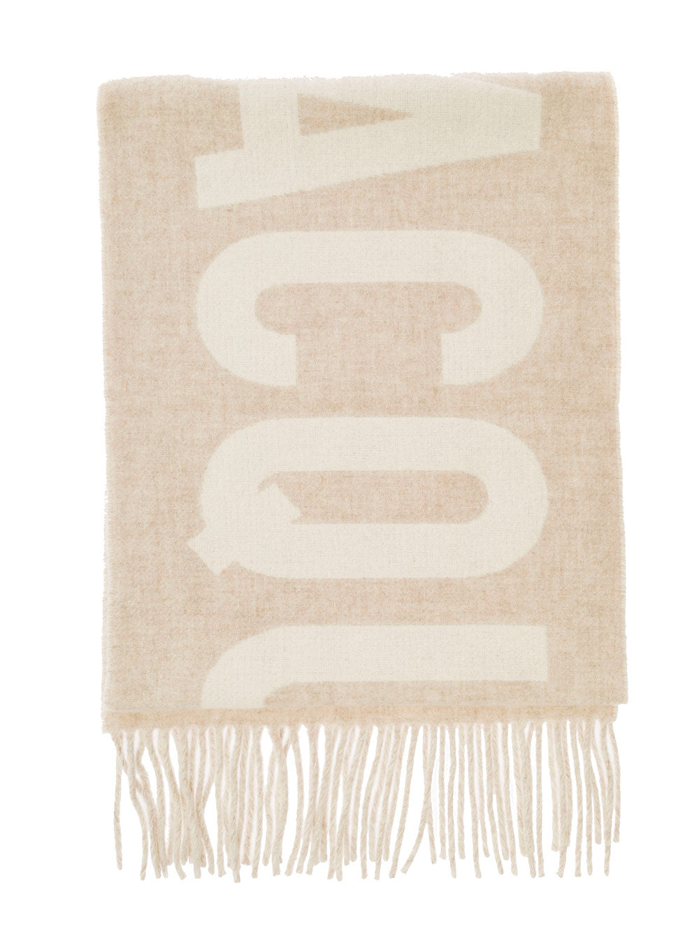 Lecharpe Jacquemus Beige Scarf With Contrasting Logo Wool Man Scarfs And Foulards