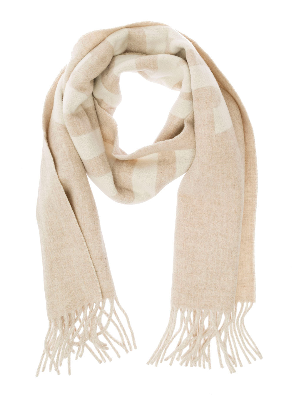 Lecharpe Jacquemus Beige Scarf With Contrasting Logo Wool Man Scarfs And Foulards