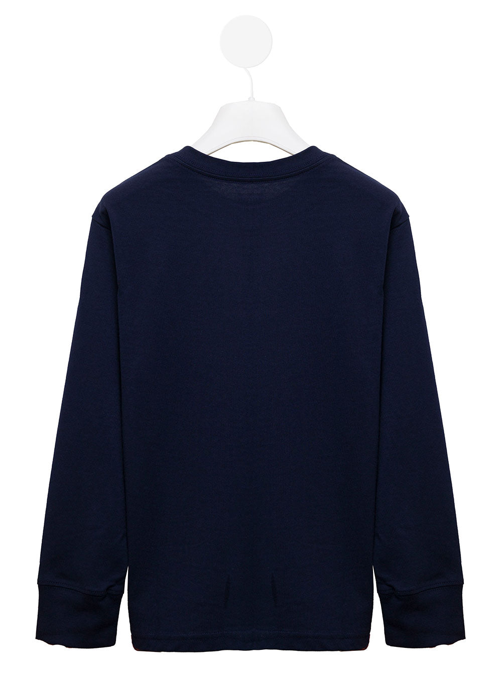 Long-Sleeved Blue Cotton T-Shirt With Logo Boy Blu Jersey