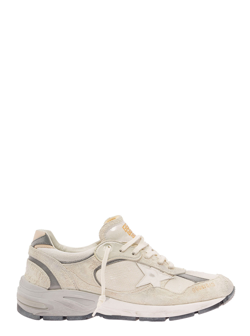 White Low-Top Sneakers With Suede Inserts And Side Star Leather Man