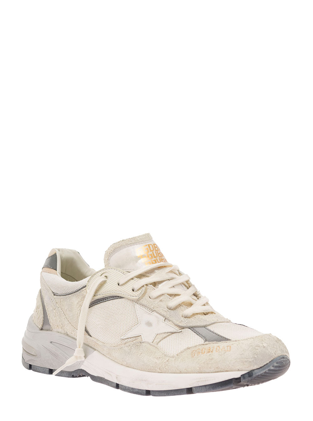 White Low-Top Sneakers With Suede Inserts And Side Star Leather Man