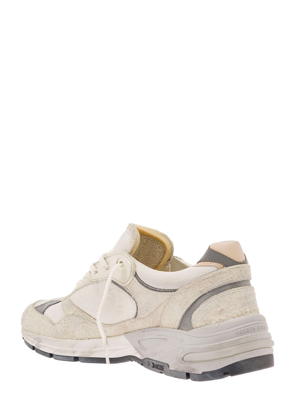 White Low-Top Sneakers With Suede Inserts And Side Star Leather Man
