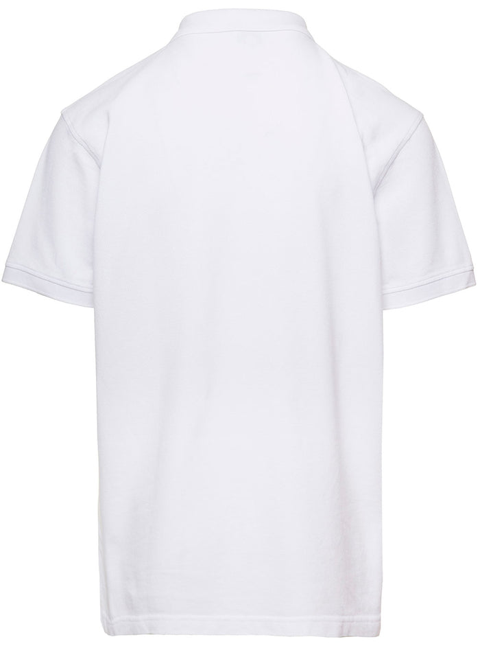 White Polo Shirt With Broke Flower Crest Embroidey To The Ches Piquet Man Kenzo Cotton Tshirts And