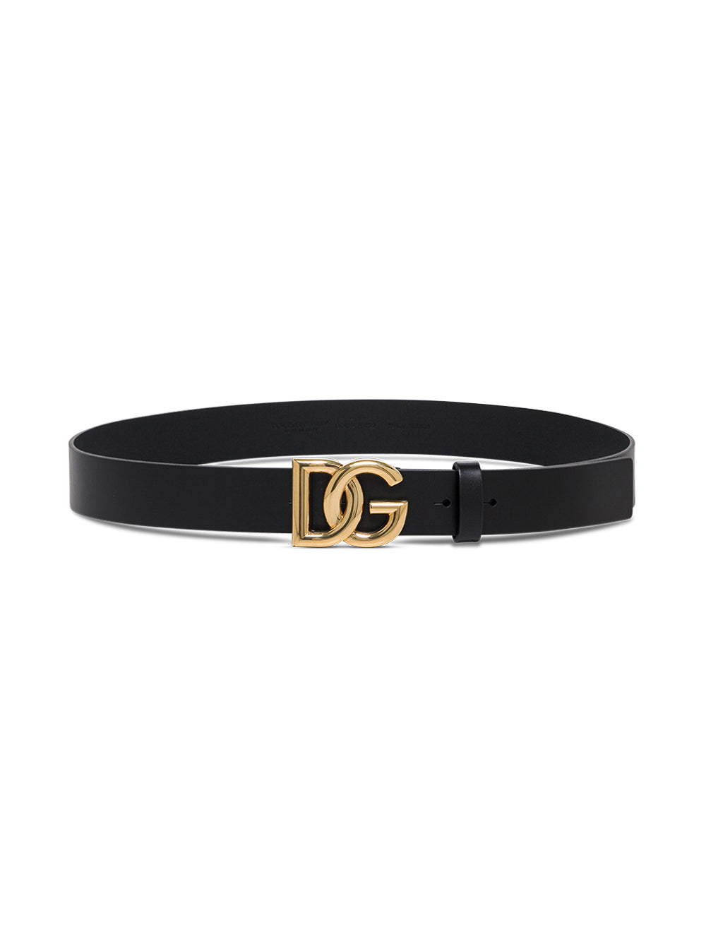 Dolce & Gabbana Mans Black Leather Belt With Dg Buckle Calf