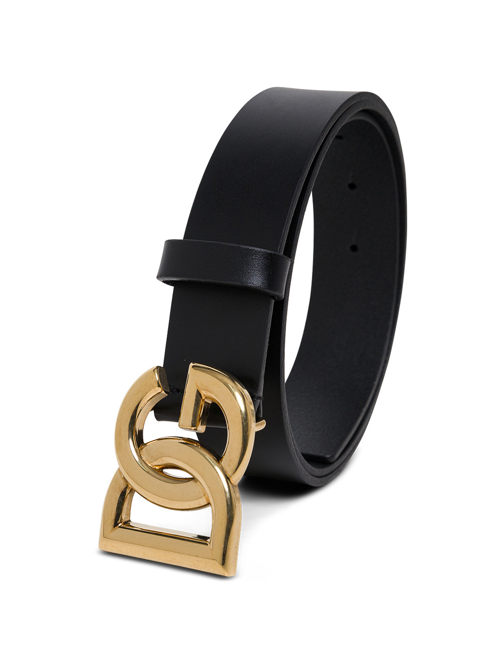 Dolce & Gabbana Mans Black Leather Belt With Dg Buckle Calf