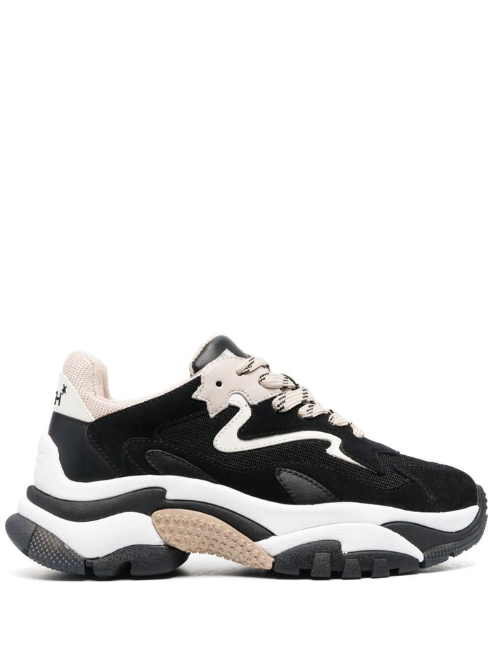Addict Black Sneakers With White And Beige Inserts Leather Woman Calf Fabric