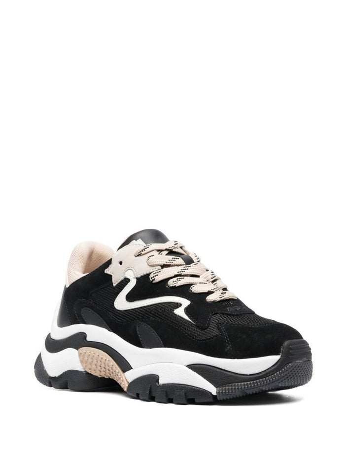 Addict Black Sneakers With White And Beige Inserts Leather Woman Calf Fabric