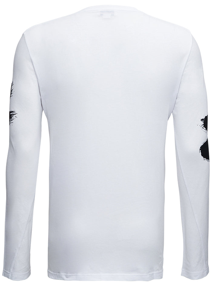 Alexander Mcqueen Mens Long-Sleeved Cotton T-Shirt With Logo Print White Tshirts And Polo Shirts
