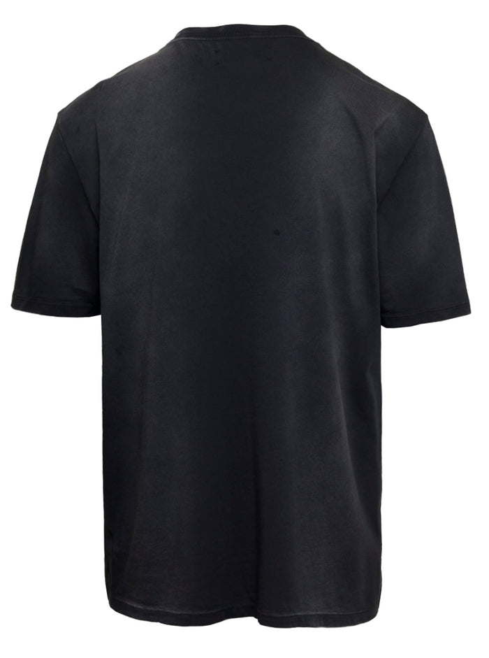 Puff Black Crewneck T-Shirt With Logo Cotton Man Tshirts And Polo Shirts