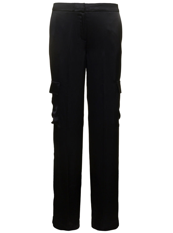 Antelope Black Pants With Patch Pockets Viscose Woman Trousers