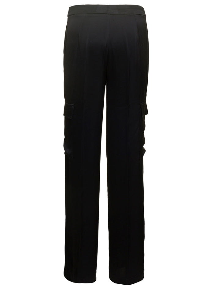 Antelope Black Pants With Patch Pockets Viscose Woman Trousers