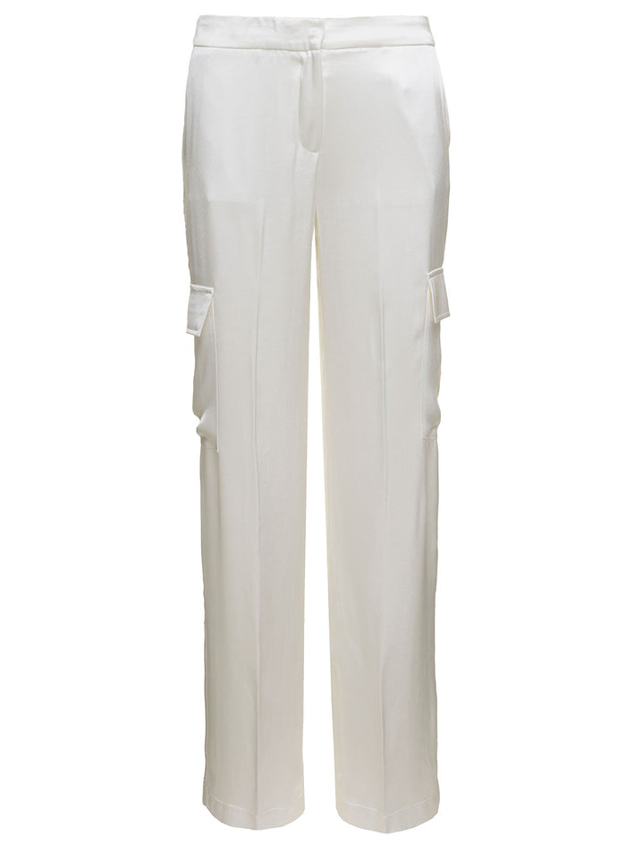 Antelope White Pants With Patch Pockets Viscose Woman Trousers