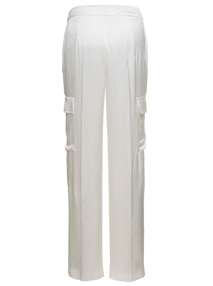 Antelope White Pants With Patch Pockets Viscose Woman Trousers