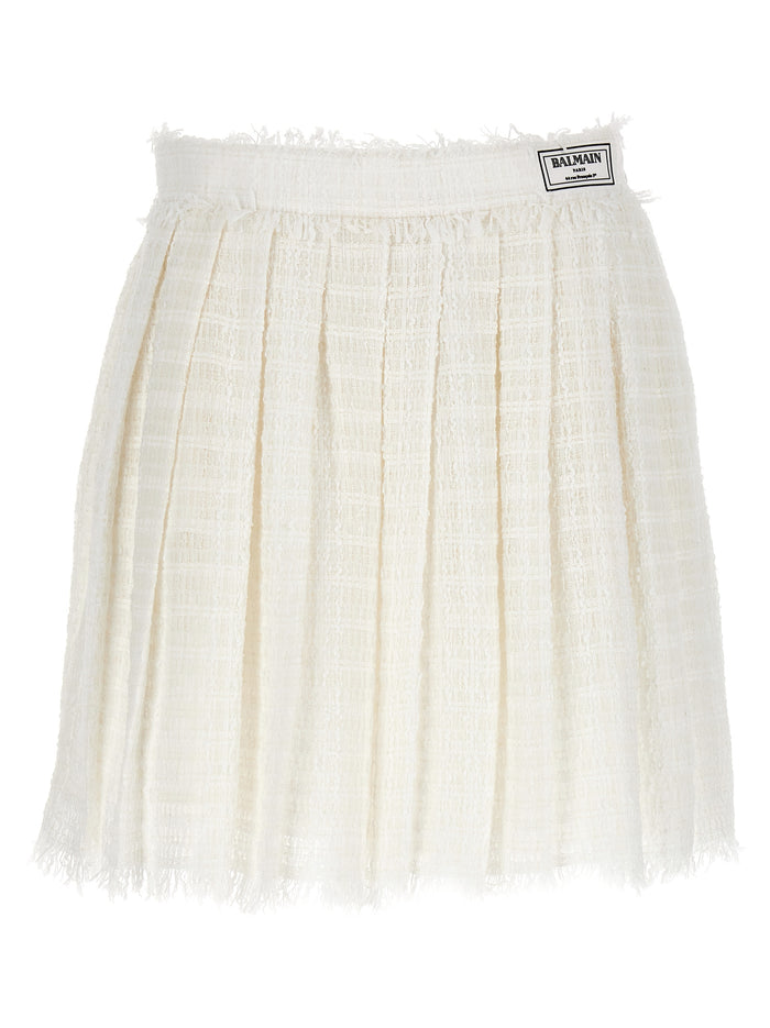 Tweed Skater Skirt White