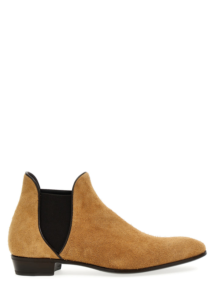 Desert Enamel Ankle Boots Beige Suede Leather Boots