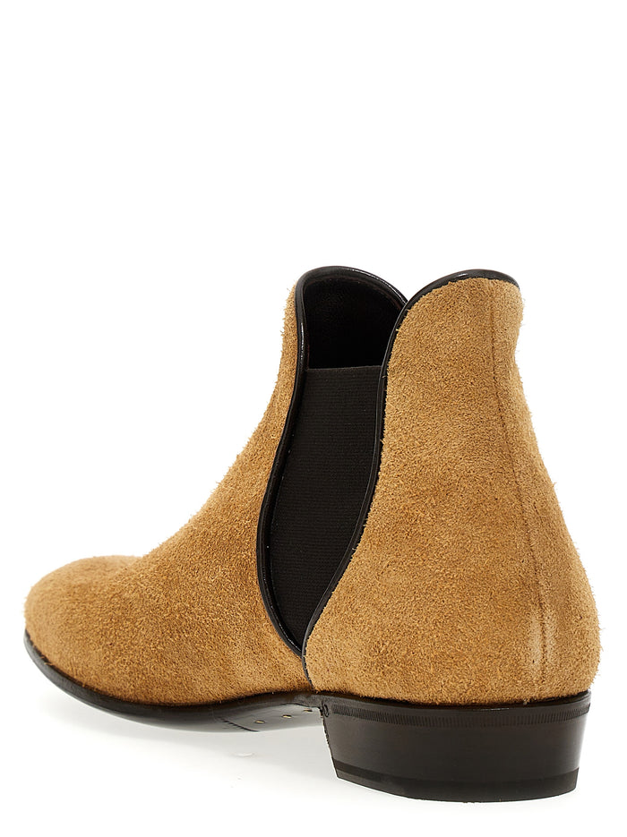 Desert Enamel Ankle Boots Beige Suede Leather Boots