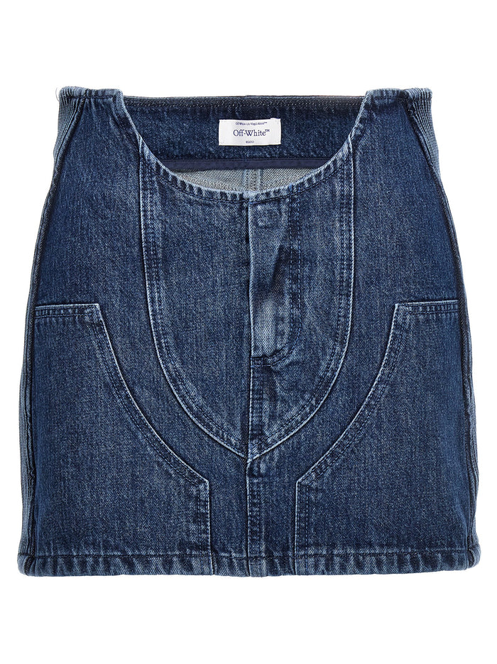Motorcycle miniskirt Blue Cotton Skirt