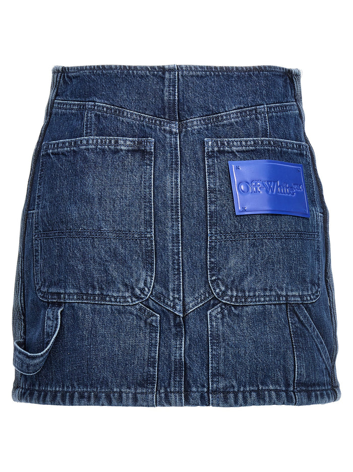 Motorcycle miniskirt Blue Cotton Skirt