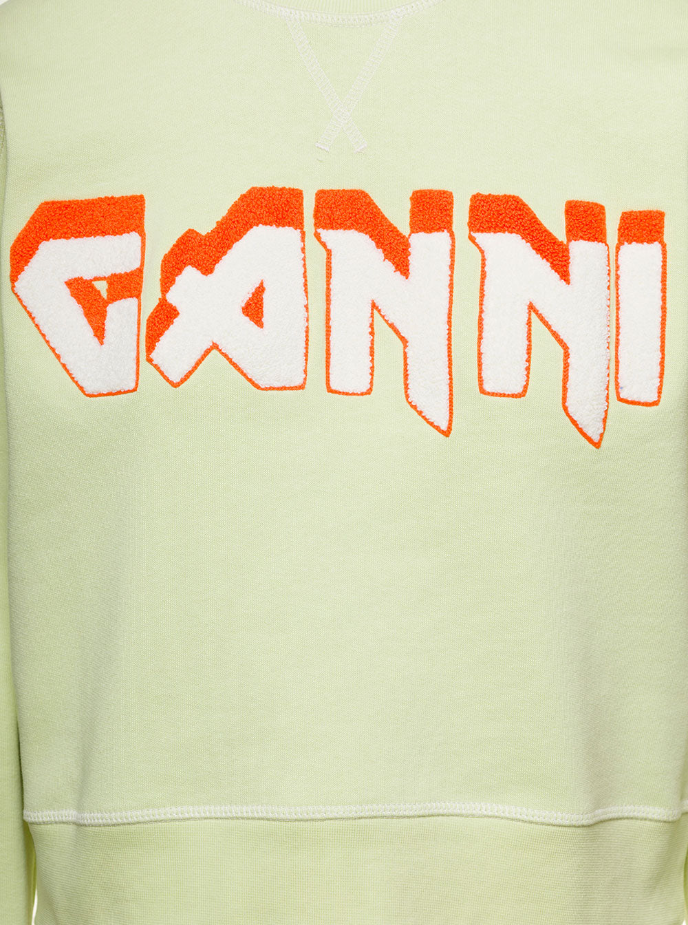 Yellow Crewneck Sweater With Logo Print And Contrasting Stitching Cotton Woman Organic Sweatshirts