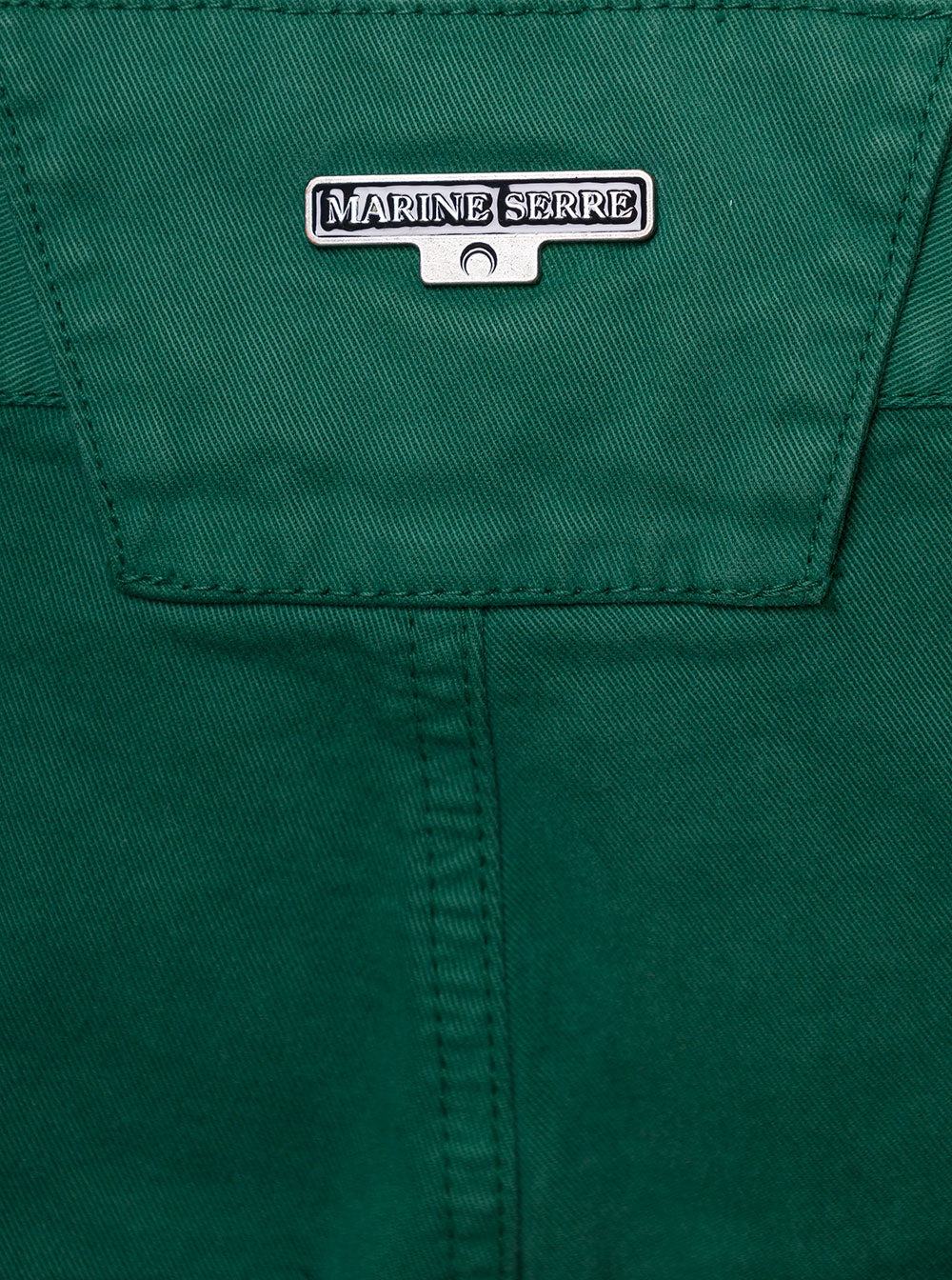 Green Wide Leg Jeans With Contrasting Logo Embroidery Stretch Cotton Denim Woman Elastane Trousers