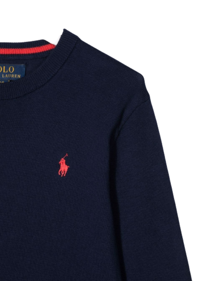 Polo Ralph Lauren Kids Boys Blue Cotton Sweater With Logo Blu Jersey