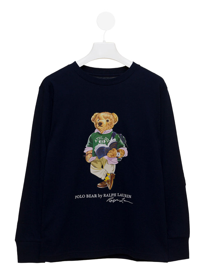 Polo Ralph Lauren Kids Baby Boys Blue Printed Sweater Blu Cotton Jersey