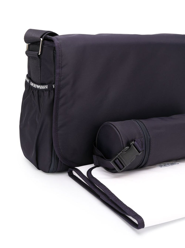 Blue Changing Bag With Logo Blu Polyamide Crossbody