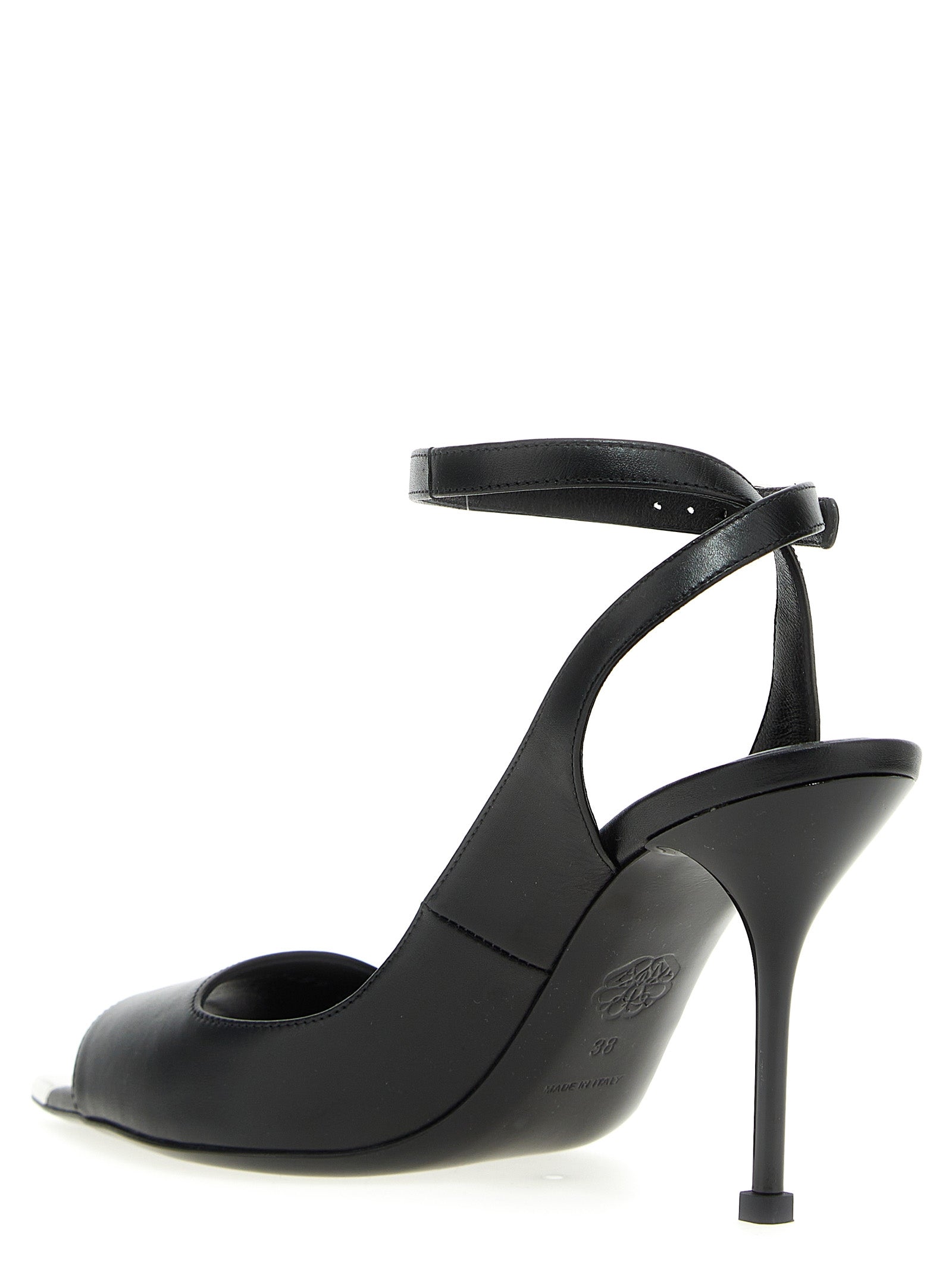 Punk Sandals Black Calfskin Leather (bos Taurus)