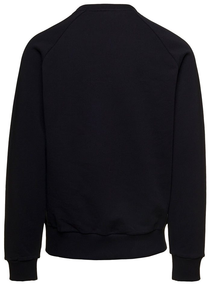Black Sweatshirt With Flocked Logo Cotton Man Balmain Organic Sweatshirts