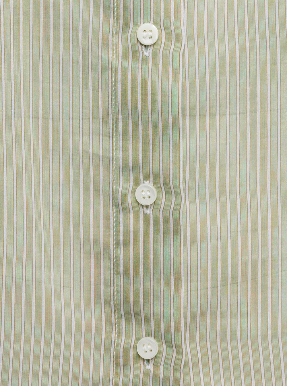 Green Striped Loose Shirt With Three-Quarter Sleeves Cotton And Silk Blend Woman Blouses