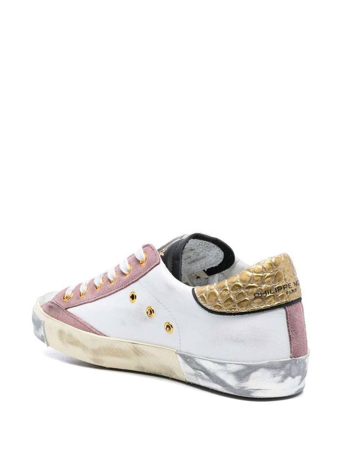Low Top Sneakers White Leather Woman Calf Polyurethane