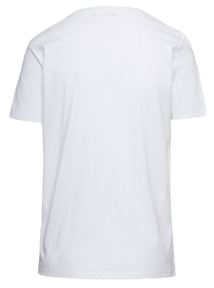 White T-Shirt With Bi-Logo Print And Branded Buttons Cotton Woman Organic Tshirts Polo Shirts
