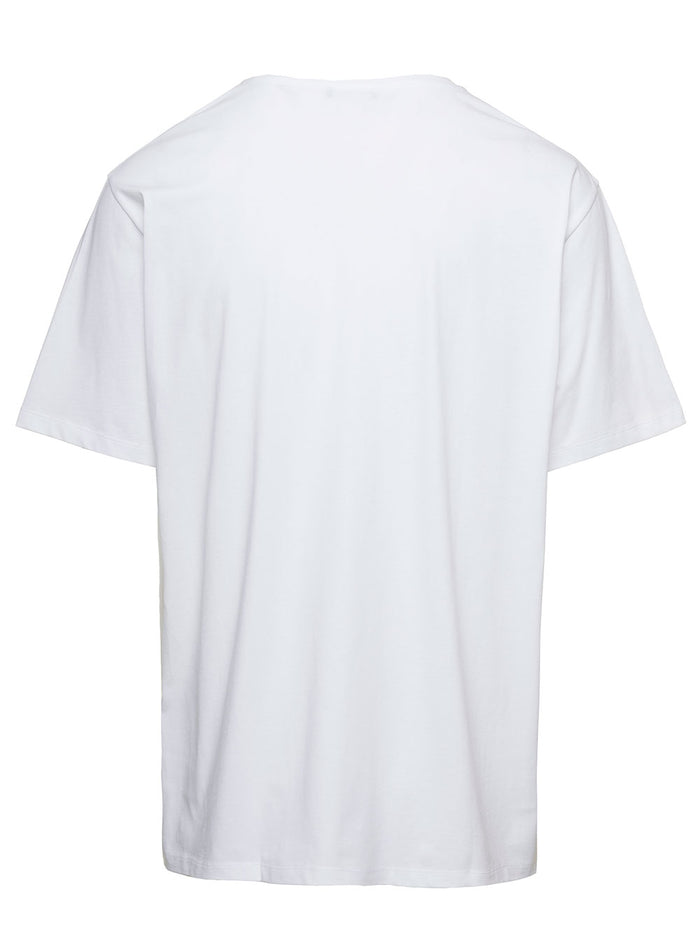 White Crewneck T-Shirt With 70s Logo Print Organic Cotton Man Tshirts And Polo Shirts