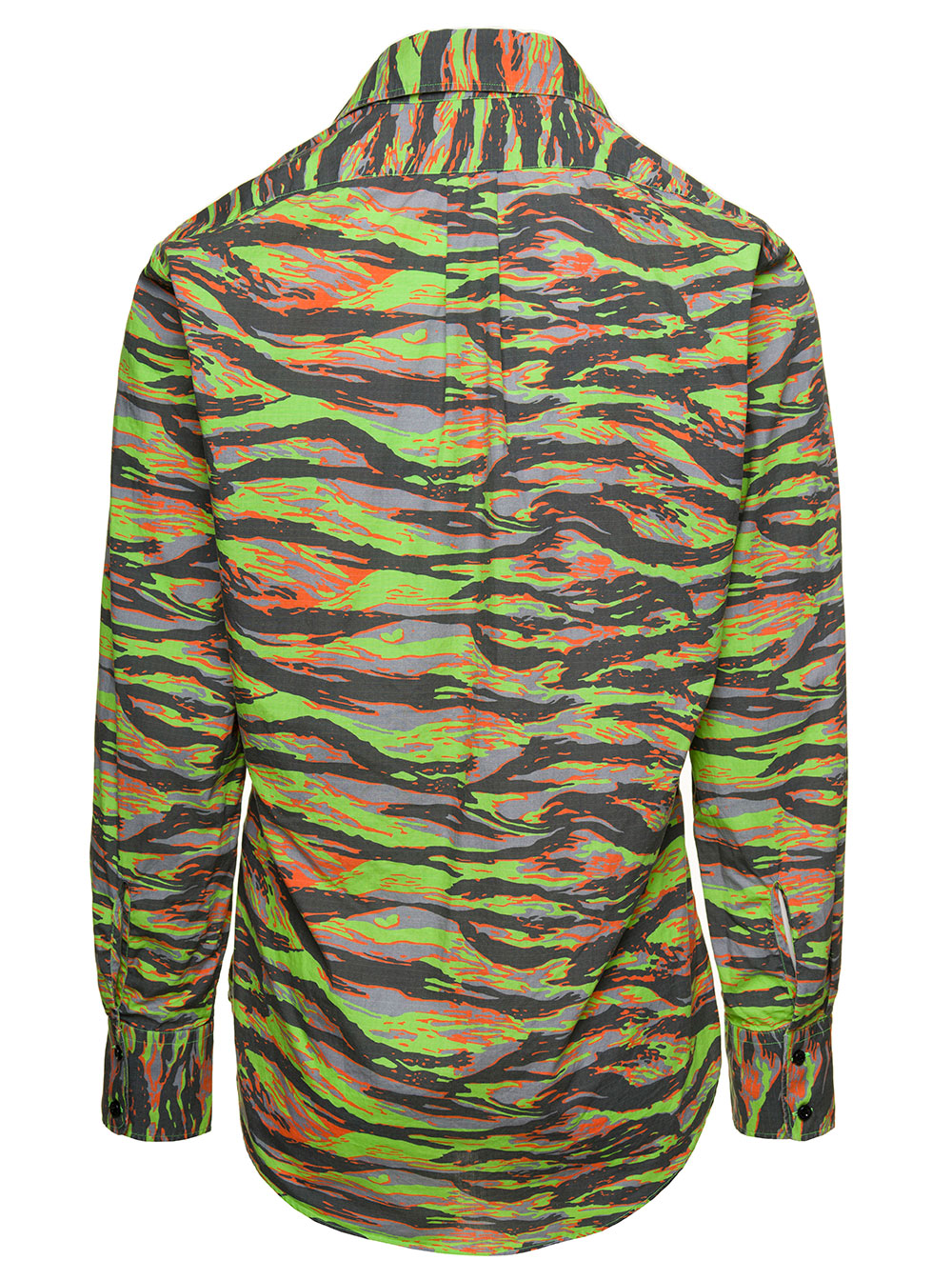 Green Long Sleeve Shirt With Graphic Print Cotton And Blouses