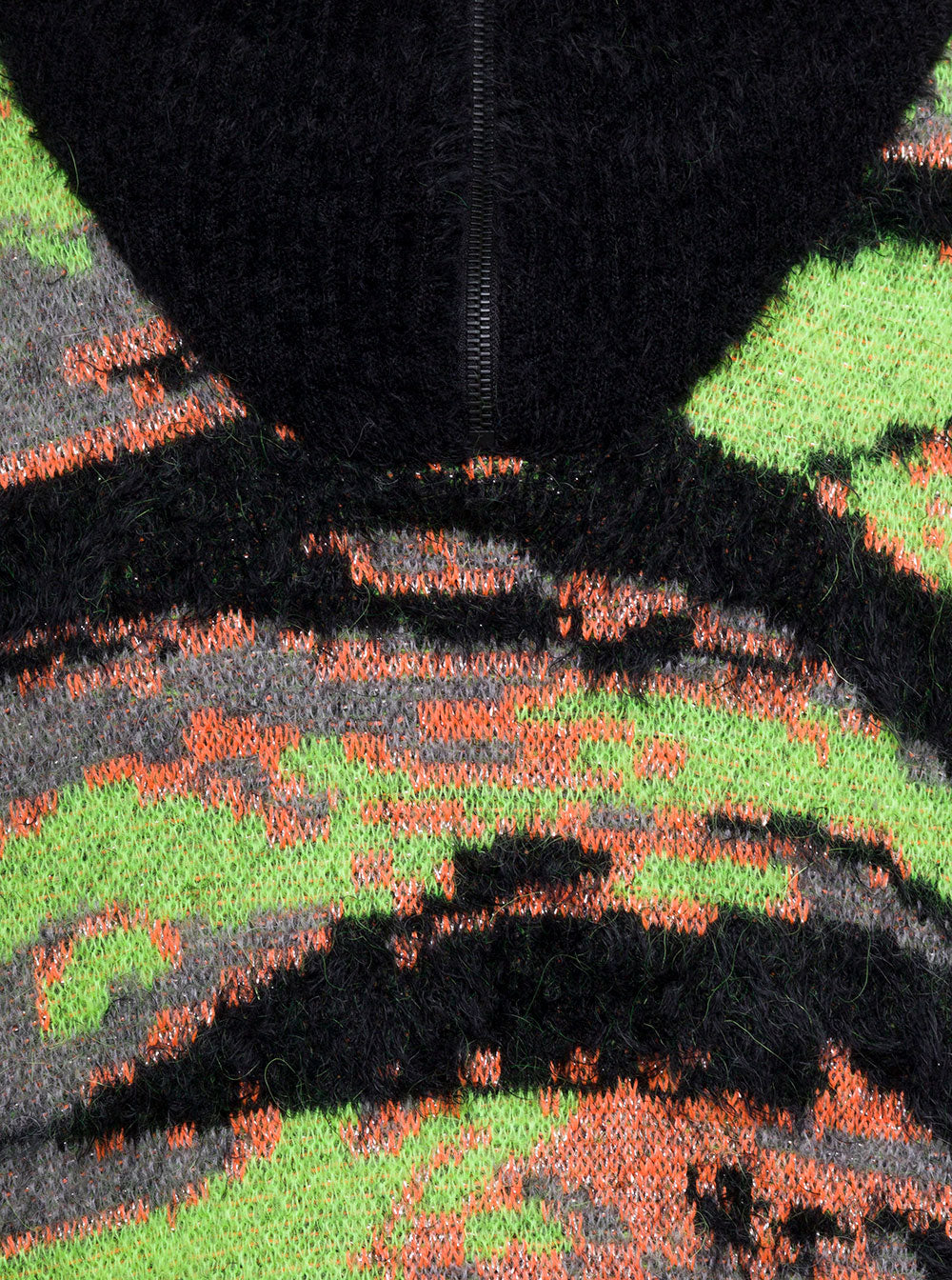 Green High Neck Sweater With All-Over Jacquard Graphic Pattern Wool And Cotton Blend Jersey