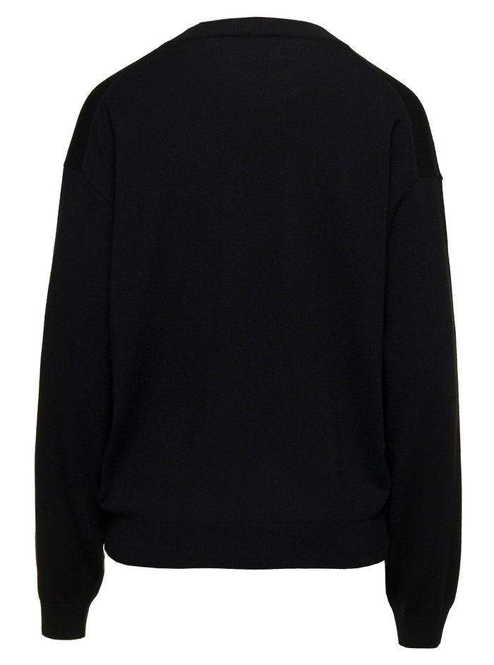 Black Sweater With Logo Patch Wool Woman Jersey