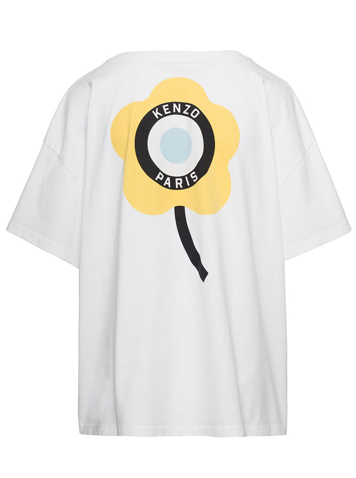 Oversized White T-Shirt With Contrasting Logo Print Cotton Woman Tshirts And Polo Shirts