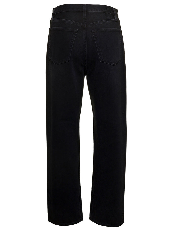 Straight Leg Jeans Black Cotton Woman Organic