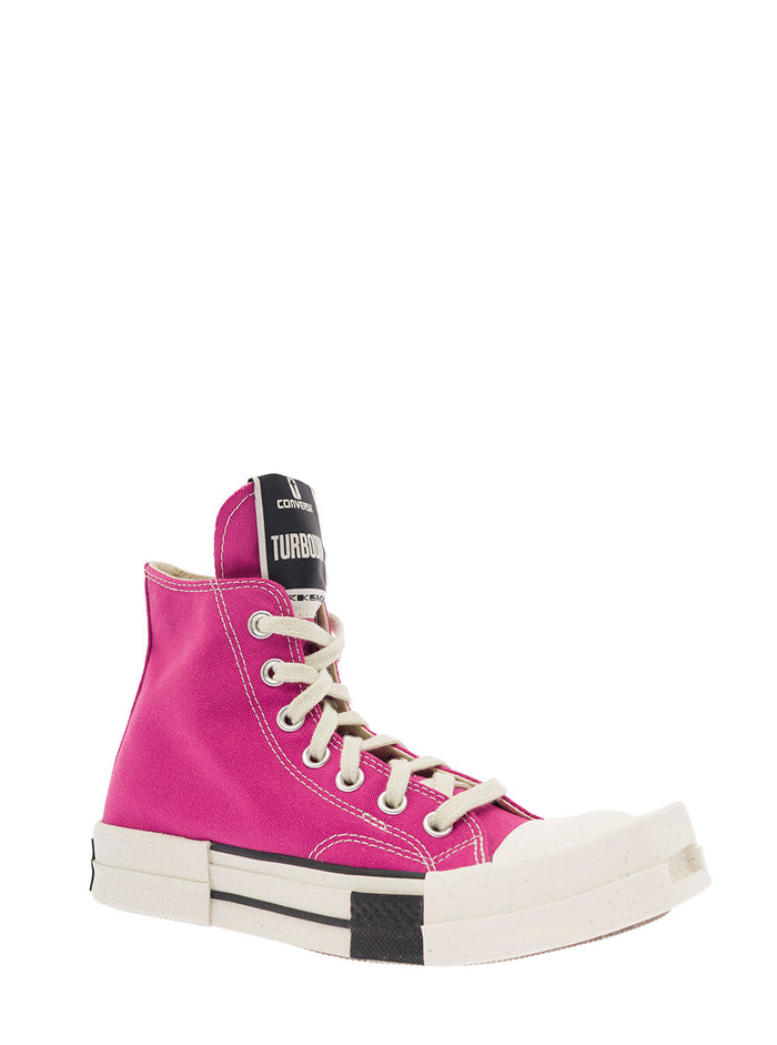 Converse X Drkshdw Turbodrk Laceless Hi Hot Pink And White. Cotton Sneaker