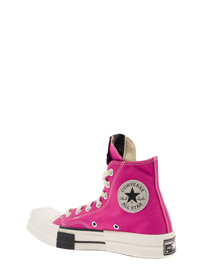 Converse X Drkshdw Turbodrk Laceless Hi Hot Pink And White. Cotton Sneaker