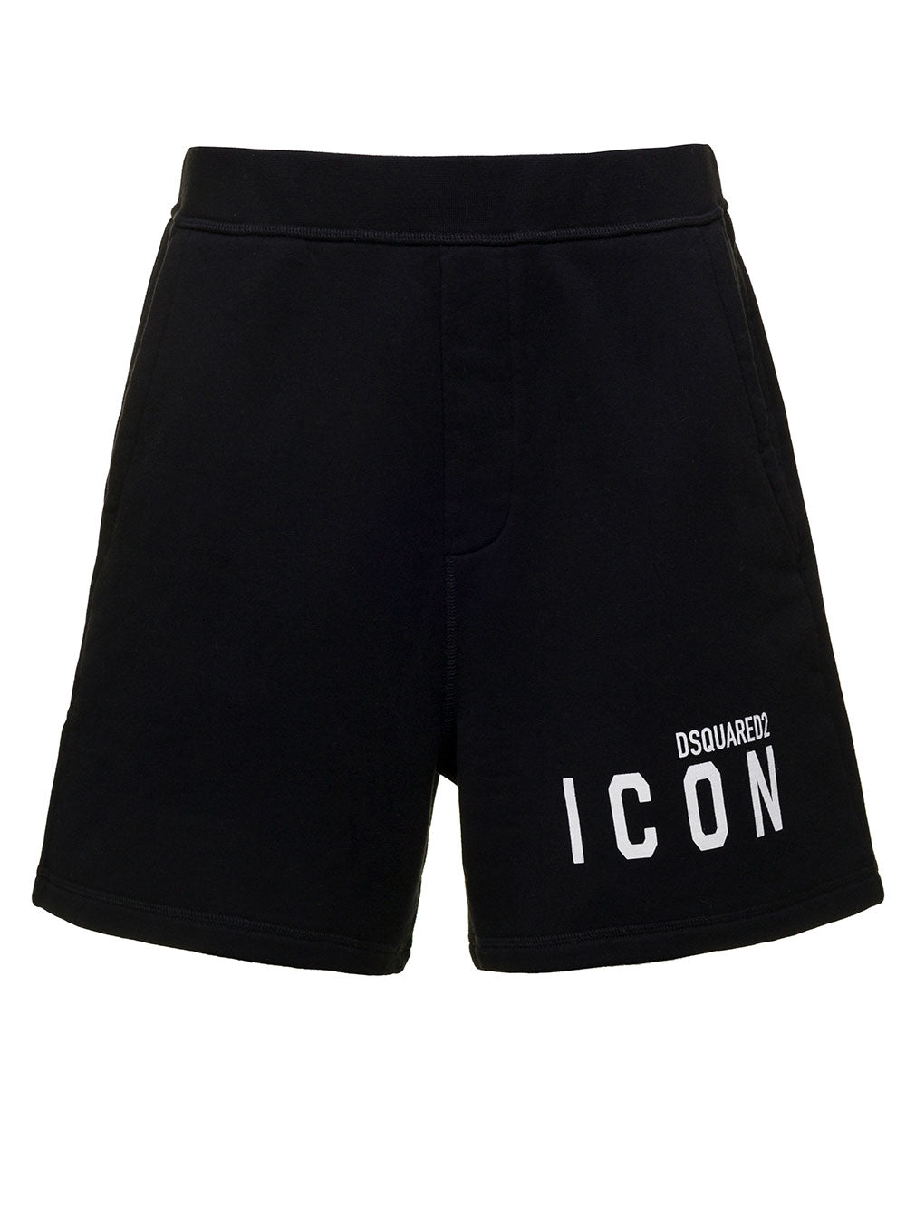 Black Icon Bermuda Shorts Cotton Man And