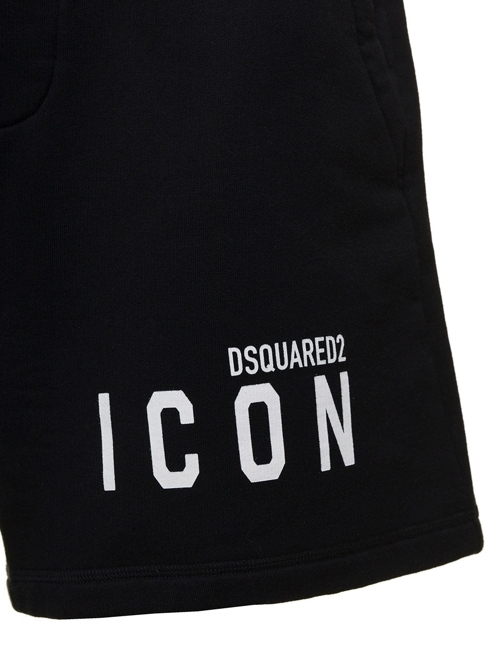 Black Icon Bermuda Shorts Cotton Man And