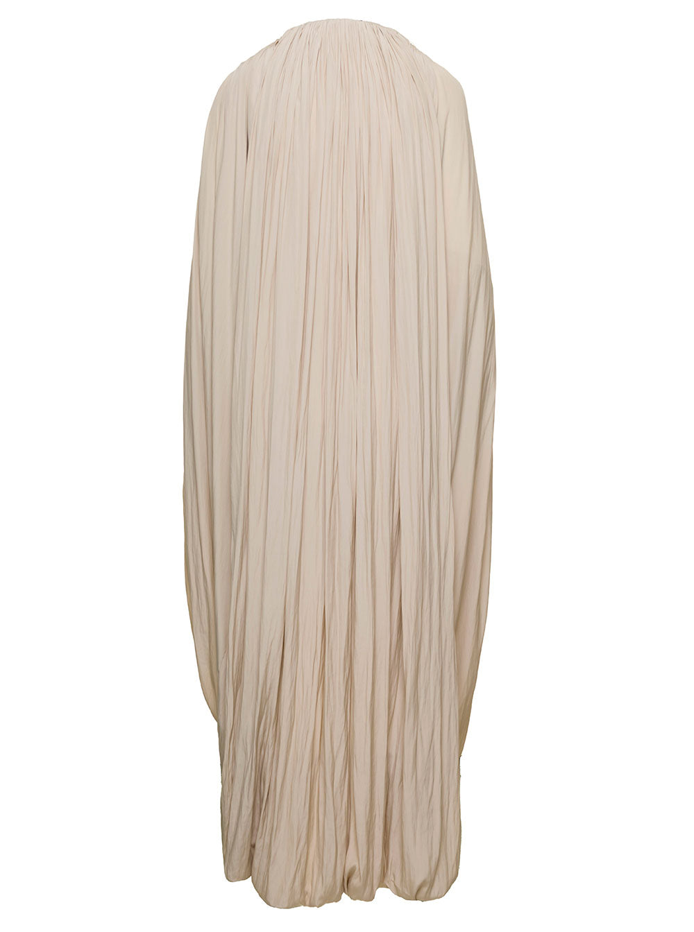 Long Beige Cape Drape Dress Polyester Woman