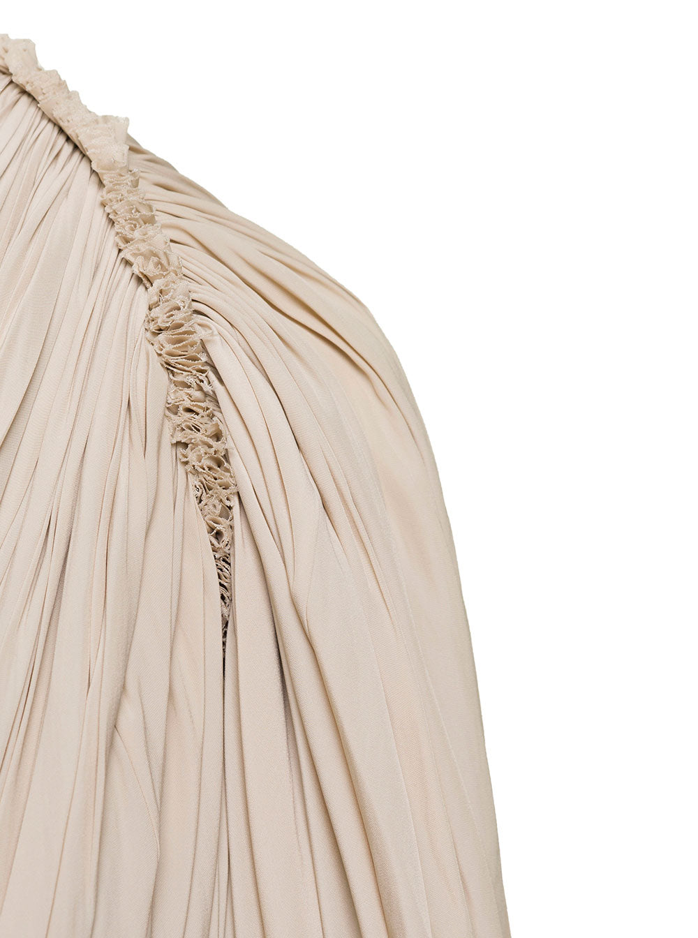 Long Beige Cape Drape Dress Polyester Woman