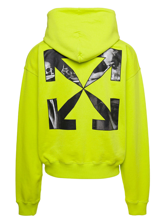 Caravaggio Hoodie With Arrow Motif Yellow Cotton Man Sweatshirts