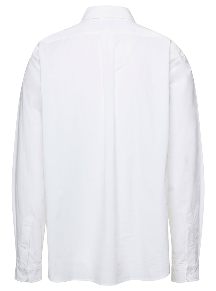 White Shirt With Embroidered Boke Flower Logo Cotton Man And Blouses