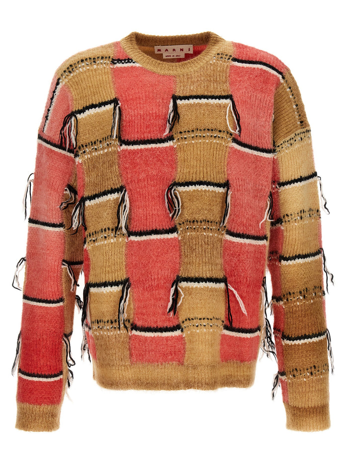 Fringed Multicolor Sweater Sweater, Cardigans