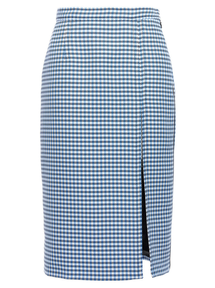 Check Longuette Skirt Light Blue Polyester