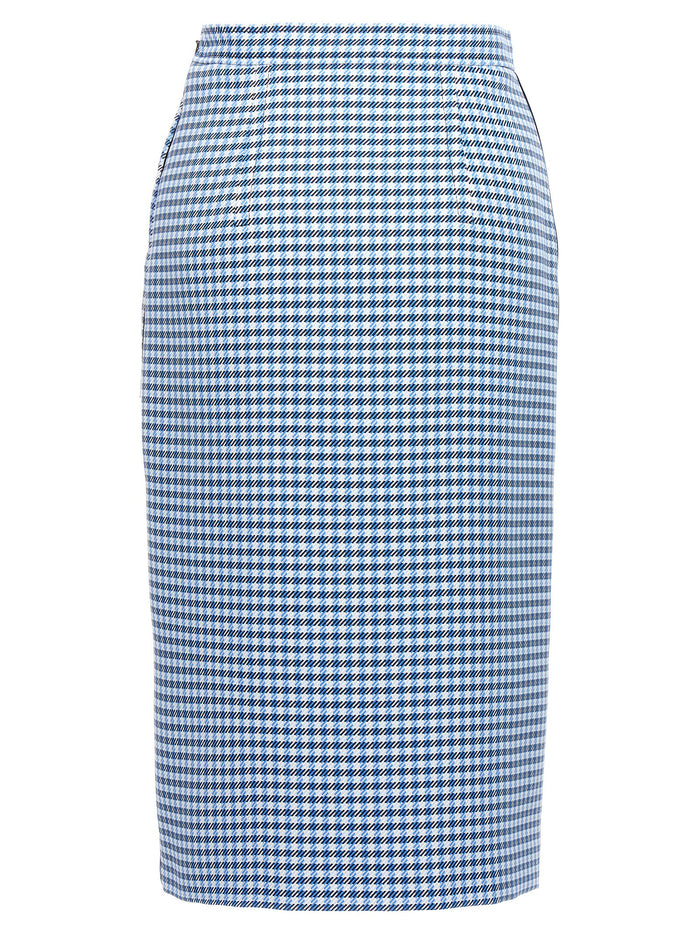 Check Longuette Skirt Light Blue Polyester